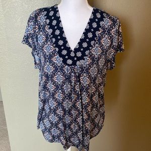 Women’s Knit Top,  X large, navy print